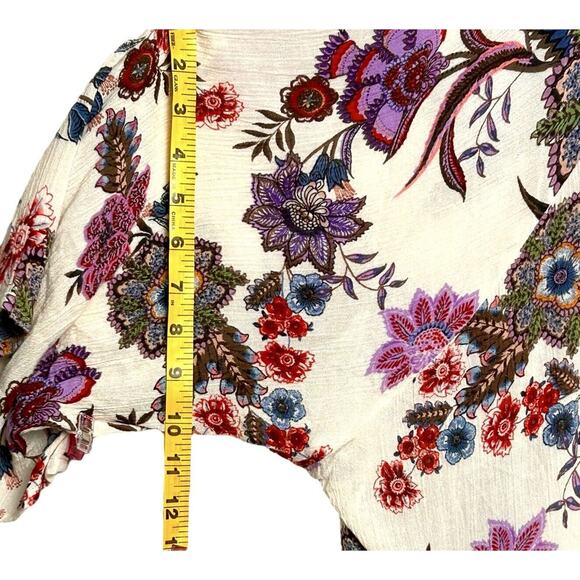 Women Sz M Cardigan Waterfall Duster Cover Up Boho Floral Flowy Patrons Of Peace - Picture 13 of 15